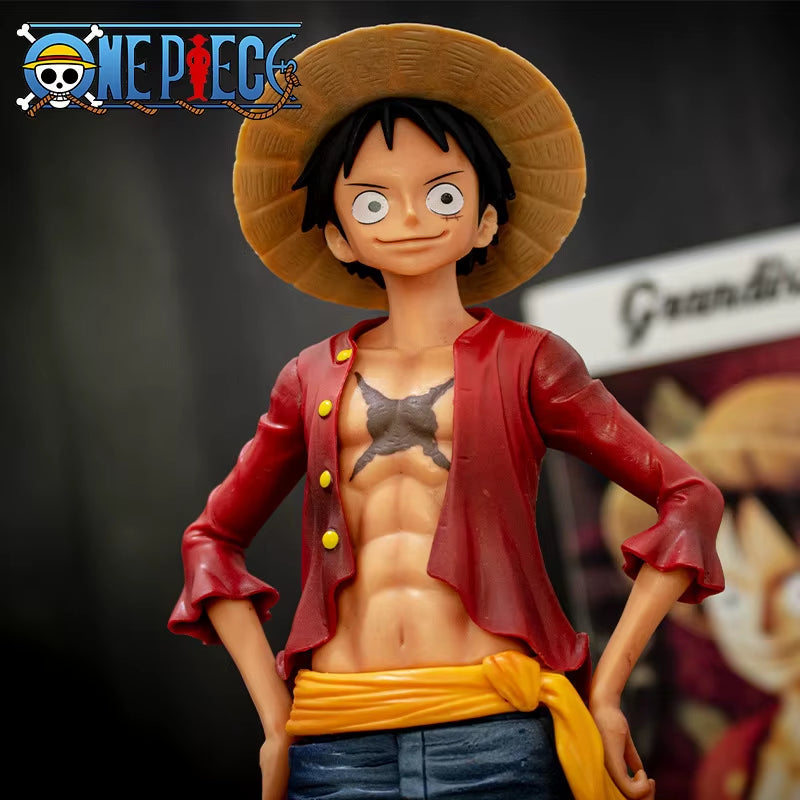 Hot 28Cm One Piece Anime Figure Confident Smiley Luffy Three Form Face Changing Doll Action Figurine Model Toys Kits