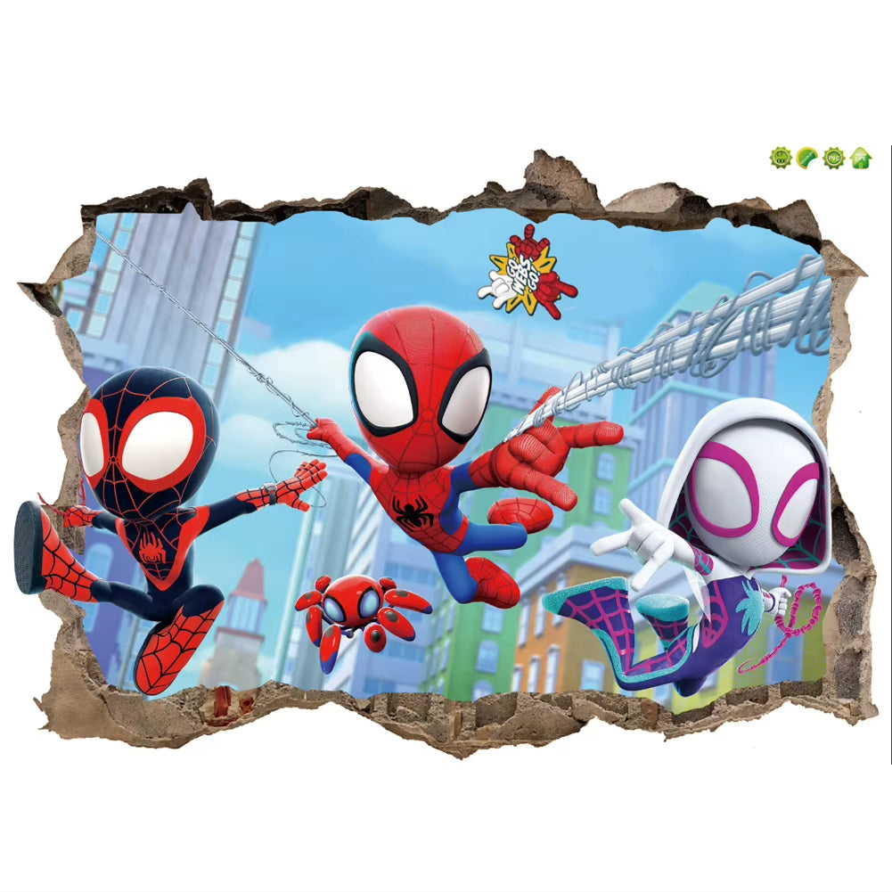 Cute Mini Spiderman Super Heroes Wall Stickers for Kids Room Decoration Home Bedroom PVC Decor Cartoon Movie Mural Art Decals