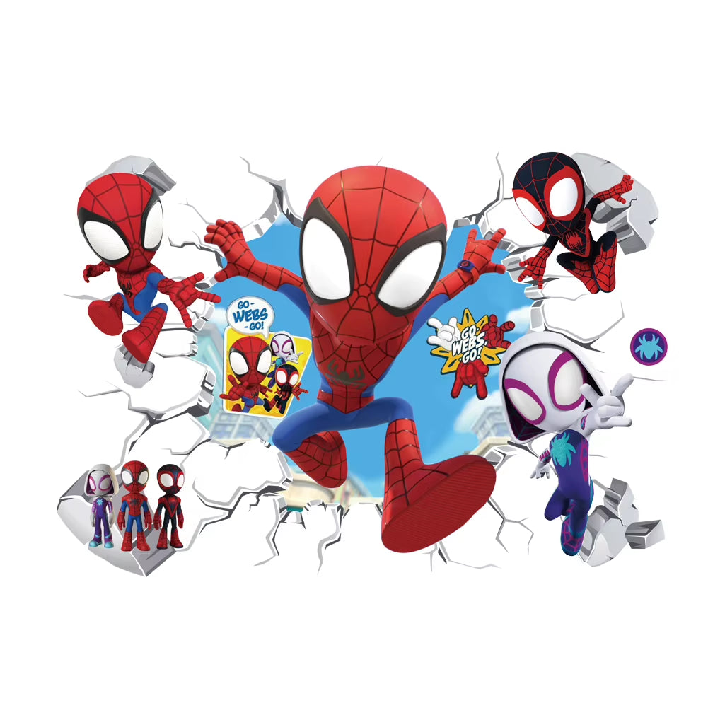 Cute Mini Spiderman Super Heroes Wall Stickers for Kids Room Decoration Home Bedroom PVC Decor Cartoon Movie Mural Art Decals