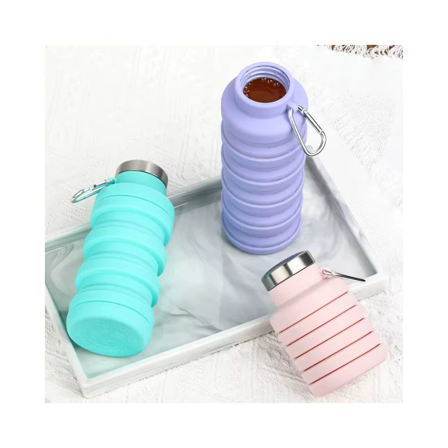 New Portable Silicone Water Bottle Retractable Folding Coffee Bottle Cups E Outdoor Travel Tools Collapsible Sport Bottles