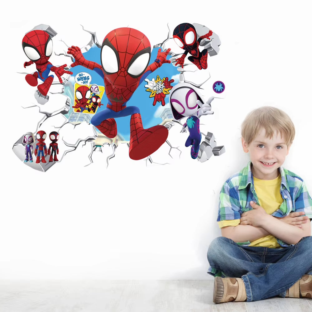 Cute Mini Spiderman Super Heroes Wall Stickers for Kids Room Decoration Home Bedroom PVC Decor Cartoon Movie Mural Art Decals