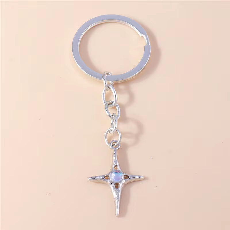 Fashion Cross Keychain for Women Men Gold Color Dazzling Crystal Religious Jesus Crucifix Key Rings Chain Christian Jewelry