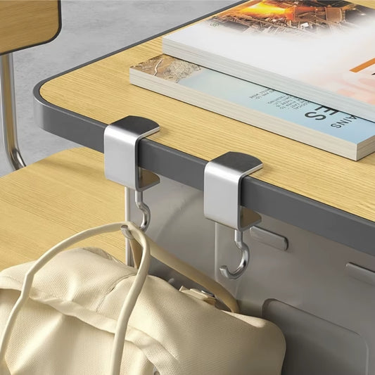 2Pcs 360° Rotatable Steel Table Hooks - Detachable, Non-Destructive Installation for Office Desks, School Dormitories