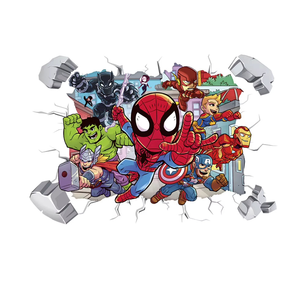 Cute Mini Spiderman Super Heroes Wall Stickers for Kids Room Decoration Home Bedroom PVC Decor Cartoon Movie Mural Art Decals