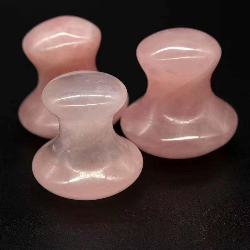 SPA Therapy Jade Roller Face Lifting Massage Wrinkle Remover Natural Rose Quartz Mushroom Shape Facial Acupuncture Gua Sha Tool