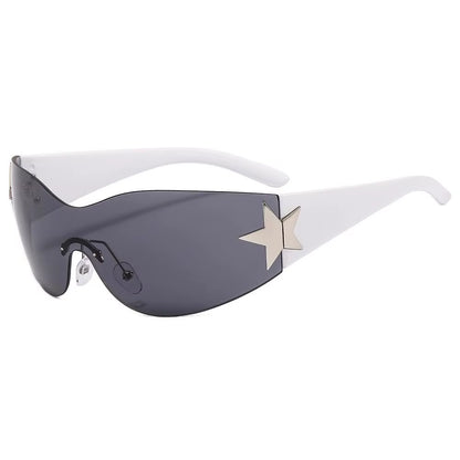 Luxury Punk Sports Sunglasses Women Brand Designer Y2K One Piece Sun Glasses Men Goggle Shades UV400 Five Star Fashion Eyewear