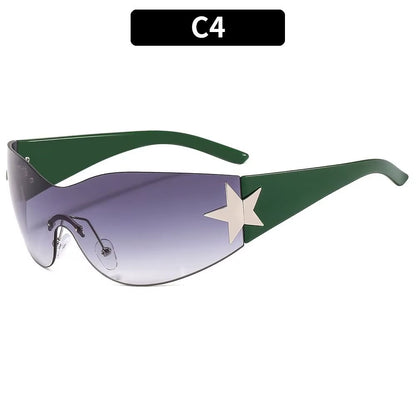 Luxury Punk Sports Sunglasses Women Brand Designer Y2K One Piece Sun Glasses Men Goggle Shades UV400 Five Star Fashion Eyewear