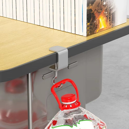 2Pcs 360° Rotatable Steel Table Hooks - Detachable, Non-Destructive Installation for Office Desks, School Dormitories