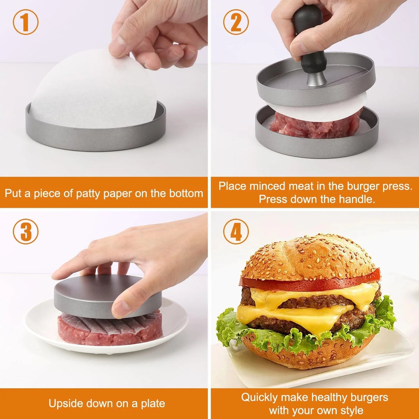 Burger Press Hamburger Meat Tool Patty Maker Aluminum Burger Maker for Kitchen BBQ Grill