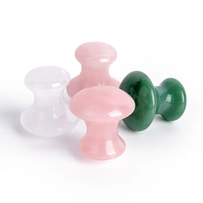 SPA Therapy Jade Roller Face Lifting Massage Wrinkle Remover Natural Rose Quartz Mushroom Shape Facial Acupuncture Gua Sha Tool