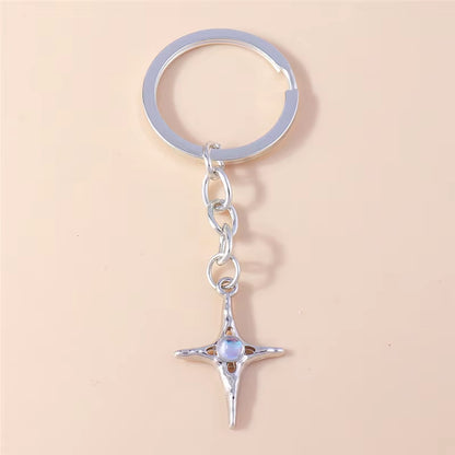 Fashion Cross Keychain for Women Men Gold Color Dazzling Crystal Religious Jesus Crucifix Key Rings Chain Christian Jewelry