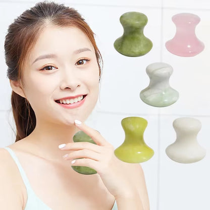 SPA Therapy Jade Roller Face Lifting Massage Wrinkle Remover Natural Rose Quartz Mushroom Shape Facial Acupuncture Gua Sha Tool